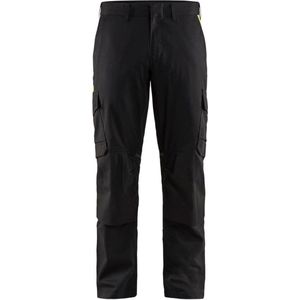 Blaklader Industrie werkbroek stretch met kniezakken 1448-1832 - Zwart/High Vis Geel