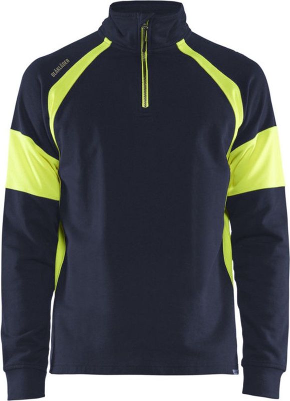 Blåkläder - 3550-1158 - Sweatshirt - Marine/High Vis Geel - Katoen/Polyester