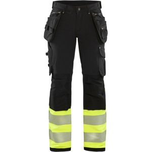 Blaklader Dames High Vis 4-weg stretch werkbroek 7193-1642 - Zwart/High Vis Geel