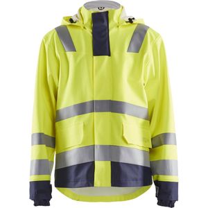 Blåkläder - Vlamvertragende Regenjas - High-Vis Geel/Marineblauw - Robuust Materiaal