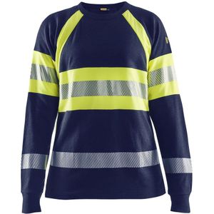 Blaklader Vlamvertragend dames-T-shirt met lange mouwen 3494-1761 - Marine High Vis Geel
