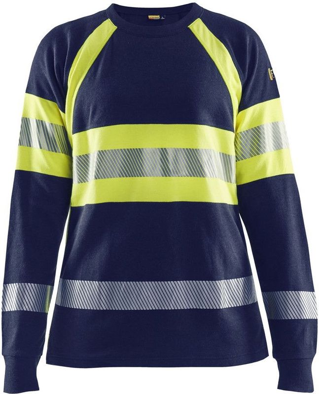 Blaklader Vlamvertragend dames-T-shirt met lange mouwen 3494-1761 - Marine High Vis Geel