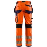 Blaklader High Vis werkbroek met 4-weg stretch 1997-1642 - High Vis Oranje/Marineblauw