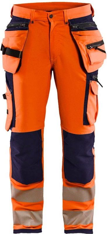 Blaklader High Vis werkbroek met 4-weg stretch 1997-1642 - High Vis Oranje/Marineblauw
