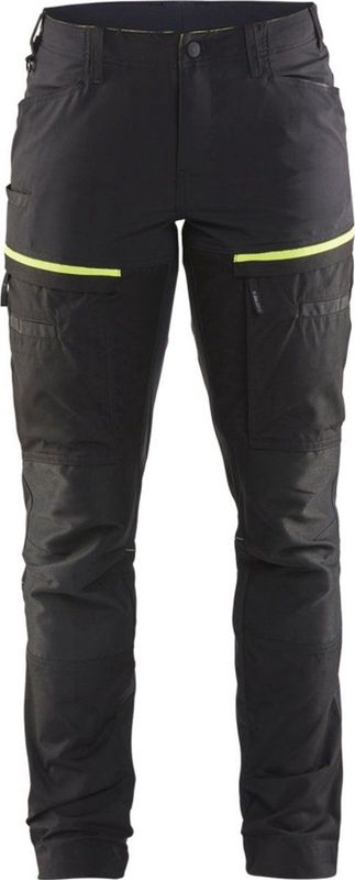 Blaklader Servicewerkbroek met stretch voor dames 7166-1845 - Zwart/High Vis Geel