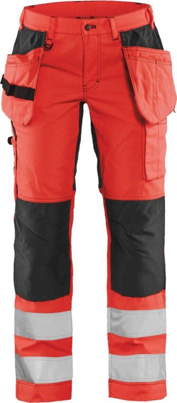 Blaklader Dames werkbroek High Vis met stretch 7163-1811 - High Vis Rood/Zwart