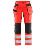 Blaklader Dames werkbroek High Vis met stretch 7163-1811 - High Vis Rood/Zwart