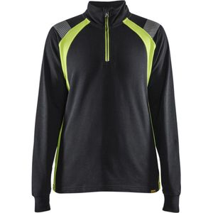 Blaklader Dames sweatshirt halve rits Visible 3403-1158 - Zwart/High Vis Geel
