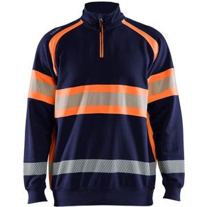 Blåkläder - 3553-1158 - Sweater - High Vis - Marineblauw/Oranje - 100% Katoen/Polyester