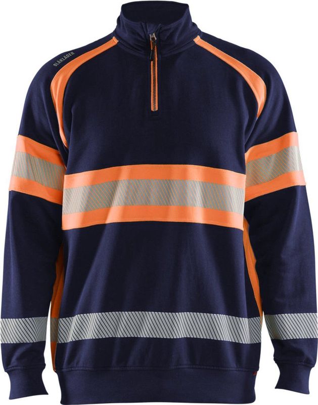 Blåkläder - 3553-1158 - Sweater - High Vis - Marineblauw/Oranje - 100% Katoen/Polyester