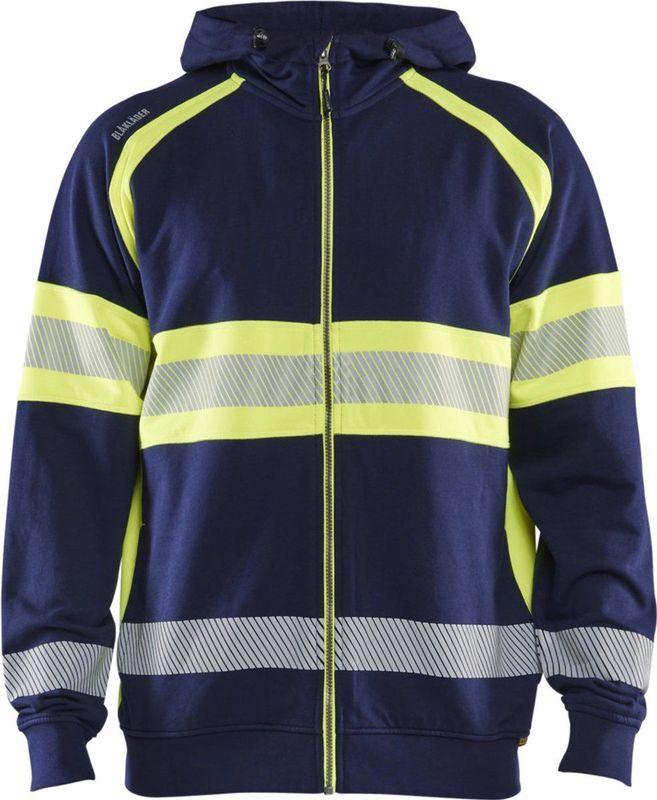 Blåkläder - 3552-1158 - Hoodie - Marine/High Vis Geel - Katoen/Polyester