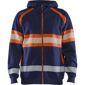 Blåkläder - 3552-1158 - Hooded Sweatshirt - High Vis - Marineblauw/Oranje - Katoen/Polyester