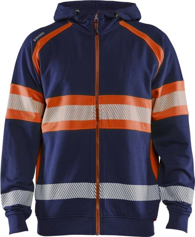 Blåkläder - 3552-1158 - Hooded Sweatshirt - High Vis - Marineblauw/Oranje - Katoen/Polyester