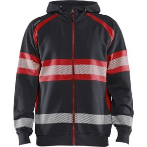 Blåkläder - High-Vis Hooded Sweatshirt - Zwart/High-Vis Rood - Katoen