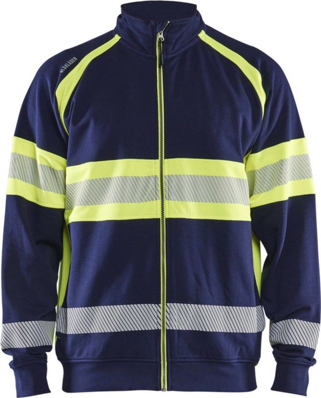 Blåkläder - 3551-1158 - Sweater - Marine/High Vis Geel - Katoen/Polyester - EN ISO 20471