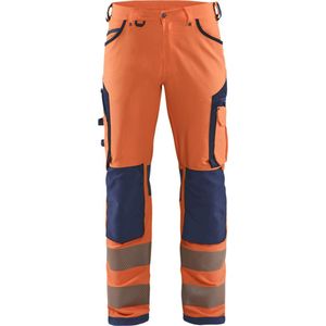 Blaklader High Vis werkbroek met 4-weg stretch zonder spijkerzakken 1197-1642 - High Vis Oranje/Marineblauw - D84