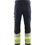 Blaklader werkbroek met 4-weg stretch zonder spijkerzakken 1193-1642 - Marine/High Vis Geel