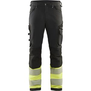 Blaklader werkbroek met 4-weg stretch zonder spijkerzakken 1193-1642 - Zwart/High Vis Geel