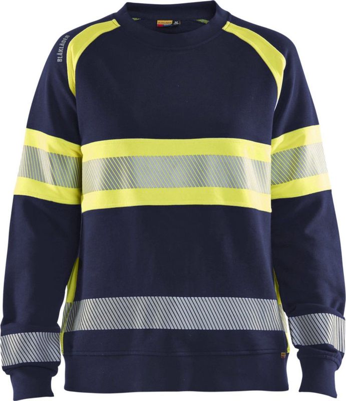 Blaklader 3409-1158 Dames Sweatshirt High Vis - Marine/High Vis Geel