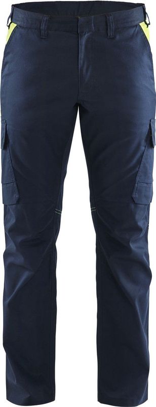 Blåkläder - Industry Stretch 14441832 - Werkbroek - Donkerblauw Geel - Reflecterend - Ademend - Met Kniezak