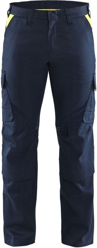 Blåkläder - Industry Stretch - Werkbroek - Donkerblauw Geel - Met Kniezak - Reflecterend