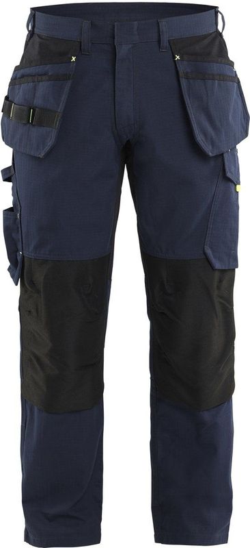 Blåkläder - 1496-1330 - Werkbroek - Donker Marineblauw/High Vis Geel - Met Stretch en Spijkerzakken