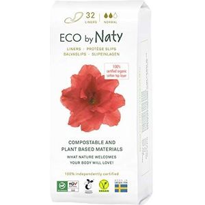Eco by Naty Inlegkruisjes Normal voor Vrouwen - Voor dagelijks gebruik, Eco-vriendelijke, discrete variant met organisch katoen om fris te blijven (32 Stuks)