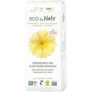 Eco by Naty Maandverband Normal - Plantaardig en absorberend maandverband voor vrouwen, organisch katoen, beter voor de vrouwelijke gezondheid (14 Stuks)