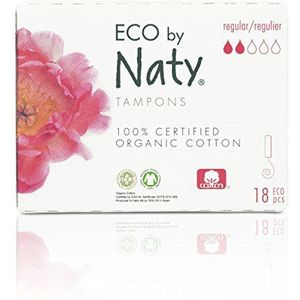 Eco by Naty Tampons - Normaal, 18 tampons Plantgebaseerd, Veganistisch, 100% Biologisch Katoen