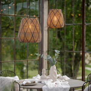PR Home Lollo buiten hanglamp, naturel rotan look, Ø 28 cm, bruin / roest, Kunststof