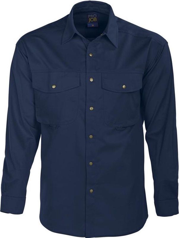 Projob - 5203 Hemd Lange Mouwen - Marine - 65% Polyester 35% Katoen