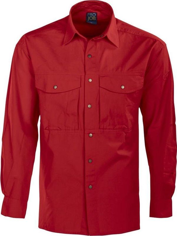 Hemd - Lange Mouwen - Katoen - Blauw - Met Borstzakken