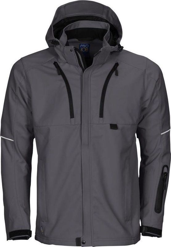 Projob - 3406 Softshell Jas - Grijs - Functionele Drielagige Wind- en Waterafstotende Jas