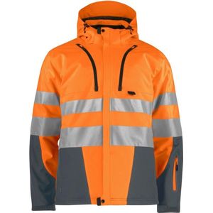 Projob 6420 Gevoerde Softshell - ISO 20471 Klasse 3/2 - Oranje/Grijs