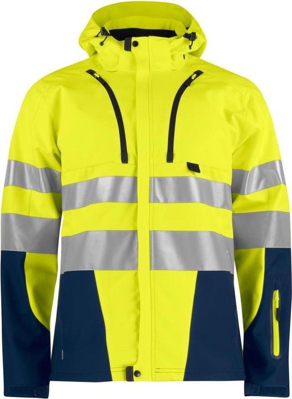 Projob 6419 Functionele Softshell - Geel/Marine - ISO 20471 Klasse 3/2