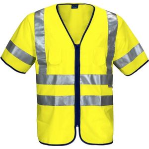 Signalisatiehesje - Felgeel - 100% Polyester - Reflecterende Strips EN ISO 20471