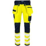 Projob 6573 - Signalisatiestretchbroek - Geel/Marine - Met Kniezakken En Spijkerzakken