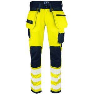 Projob 6573 - Signalisatiestretchbroek - Geel/Marine - Met Kniezakken En Spijkerzakken