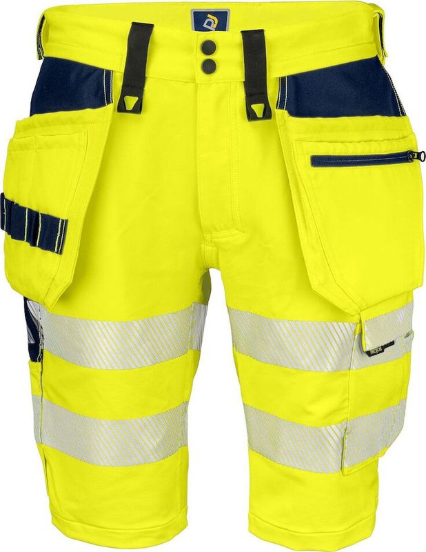 Projob 6575 - Signalisatie Stretchshort - Geel/Marine - Met Spijkerzakken - ISO 20471 Klasse 2/1