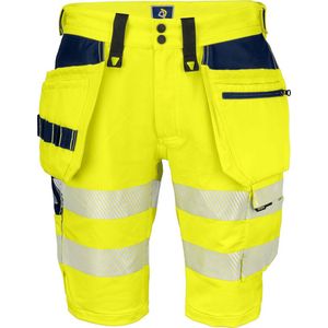 ProJob 6575 SIGNALISATIE STRETCHSHORT MET SPIJKERZAKKEN EN ISO 20471 KLASSE 2/1 646575 - Geel/Marine - C60