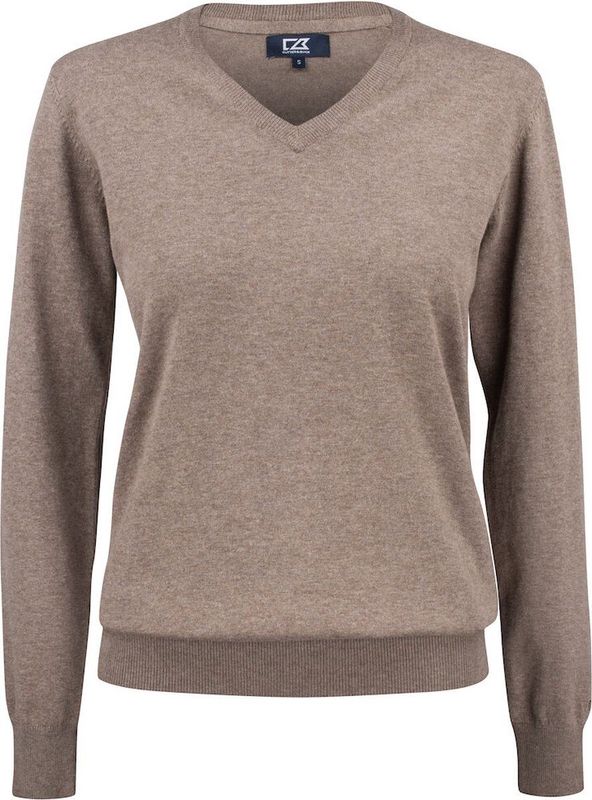 Cutter & Buck Oakville V-Neck Dames Nougat Melange maat S
