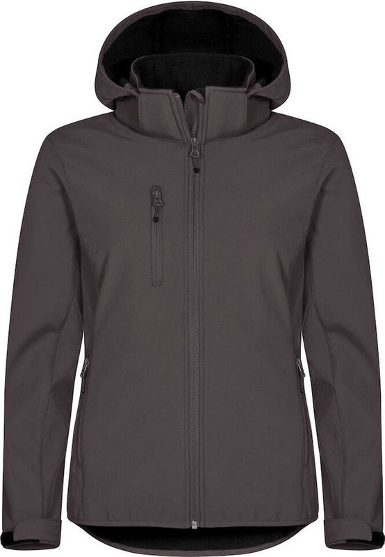 Clique Classic Softshell Hoody Dames Donkergrijs maat 34/XS