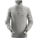 Snickers 2905 ½ Zip Wollen Sweater Lichtgrijs melange maat XS