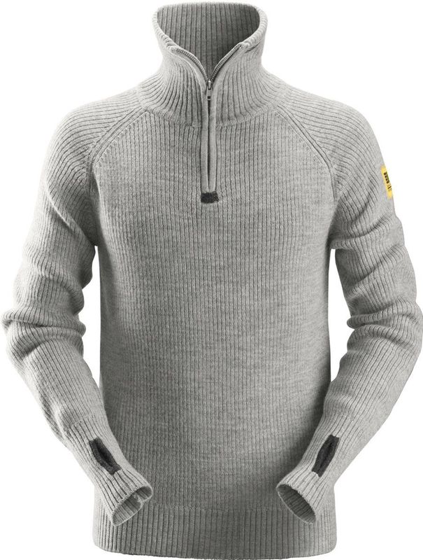 Snickers 2905 ½ Zip Wollen Sweater Lichtgrijs melange maat XS