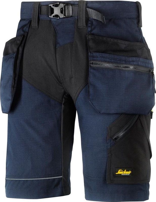 Snickers 6904 FlexiWork - Korte Werkbroek - Marineblauw/Zwart - CORDURA®