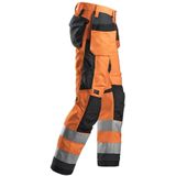 Snickers 6230 AllroundWork High-Vis Werkbroek+ met Holsterzakken Klasse 2 High-Vis Oranje/Staalgrijs maat 044