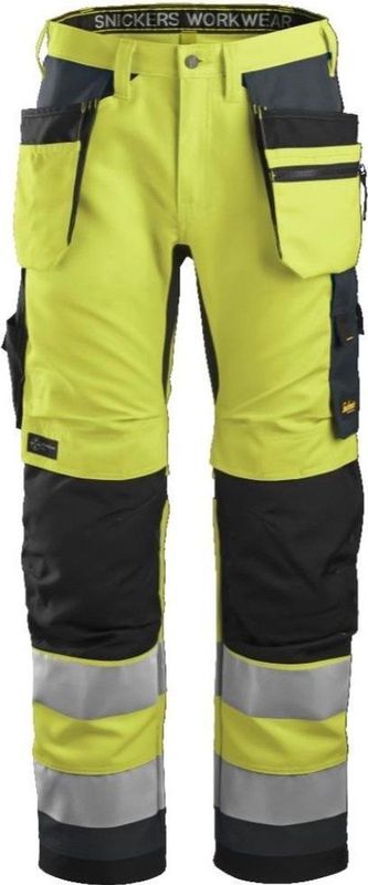 Snickers - 6230 AllroundWork - Werkbroek - High-Vis Geel/Staalgrijs - Klasse 2