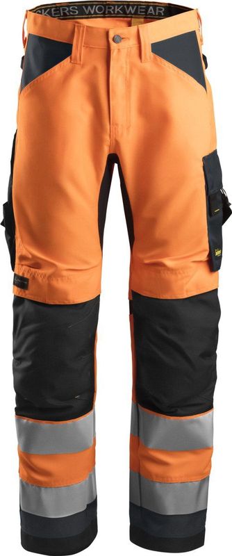Snickers 6331 AllroundWork, High-Vis Werkbroek+, Klasse 2 - Oranje, High Visibility/Staal Grijs