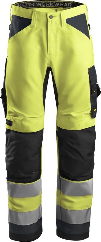 Snickers 6331 AllroundWork, High-Vis Werkbroek+, Klasse 2 - Geel, High Visibility/staal Grijs