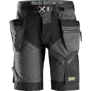 Snickers FlexiWork Stretch Korte broek+ HP 6904 - Mannen - Staalgrijs/Zwart